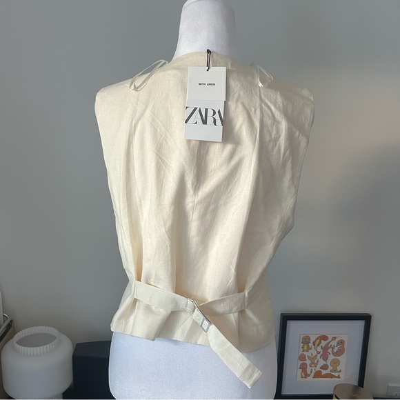 Cream linen blend vest - Picture 4 of 11